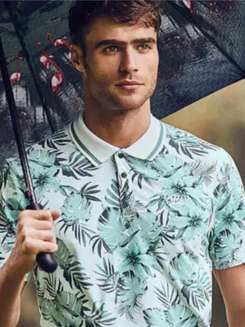 Ted Baker Golf Palm Print Polo Shirt XL